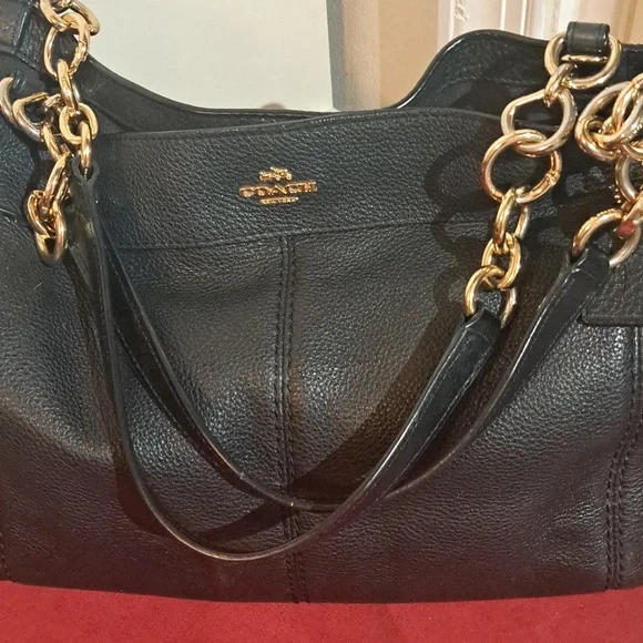 Coach Lexy Black Leather Shoulder Bag with Gold Hardware Excellent Condition